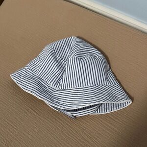 Seersucker Striped Blue and White Kids Bucket Hat
